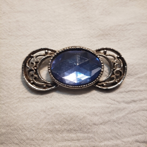 Vintage  ©️ Pisces Blue Glass pendant and Silvertone Brooch by Enrique L. Lopez - Picture 1 of 7